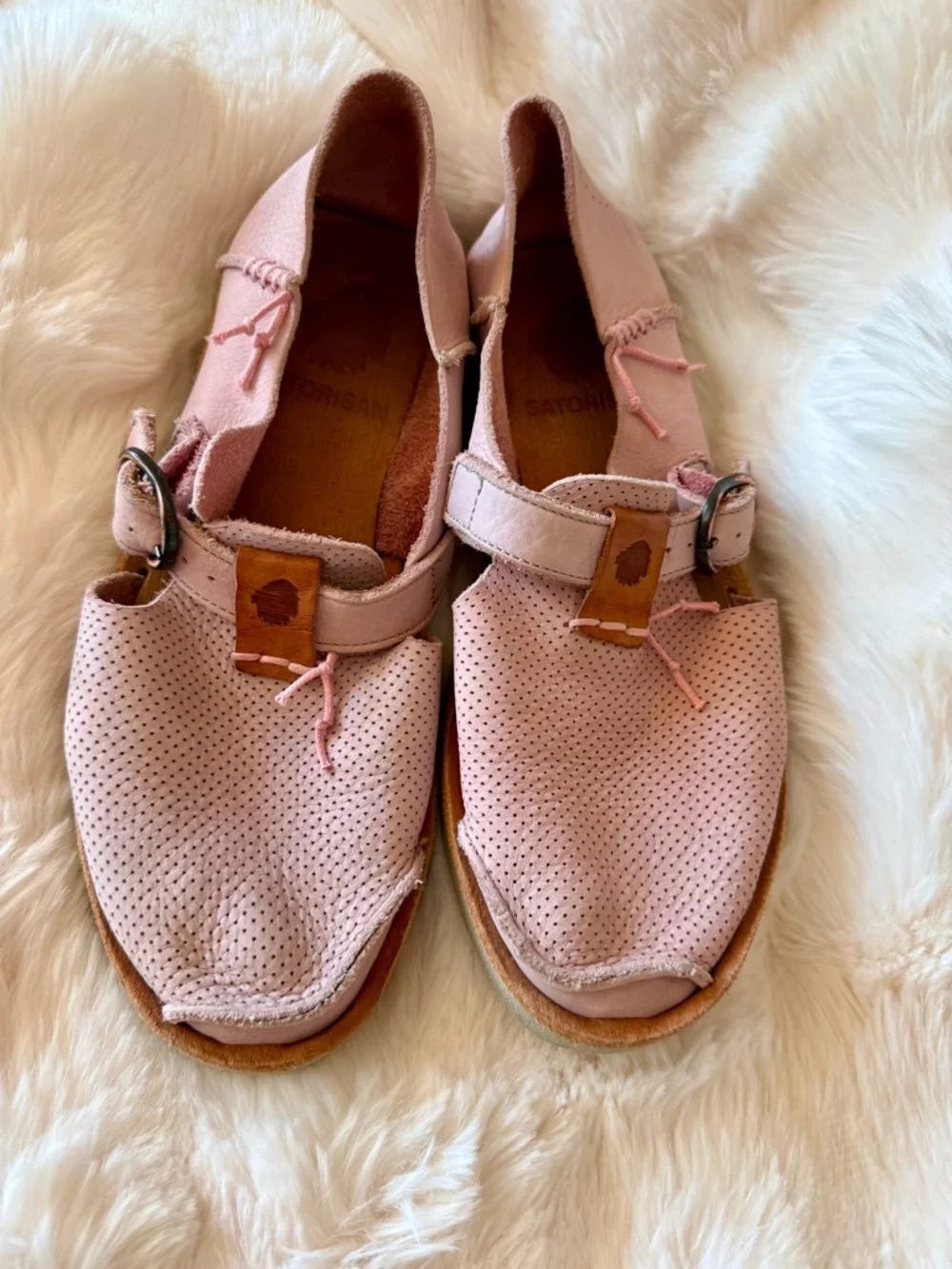 Satorisan Women’s Pink Leather Moccasin Sandals - Picture 11 of 11